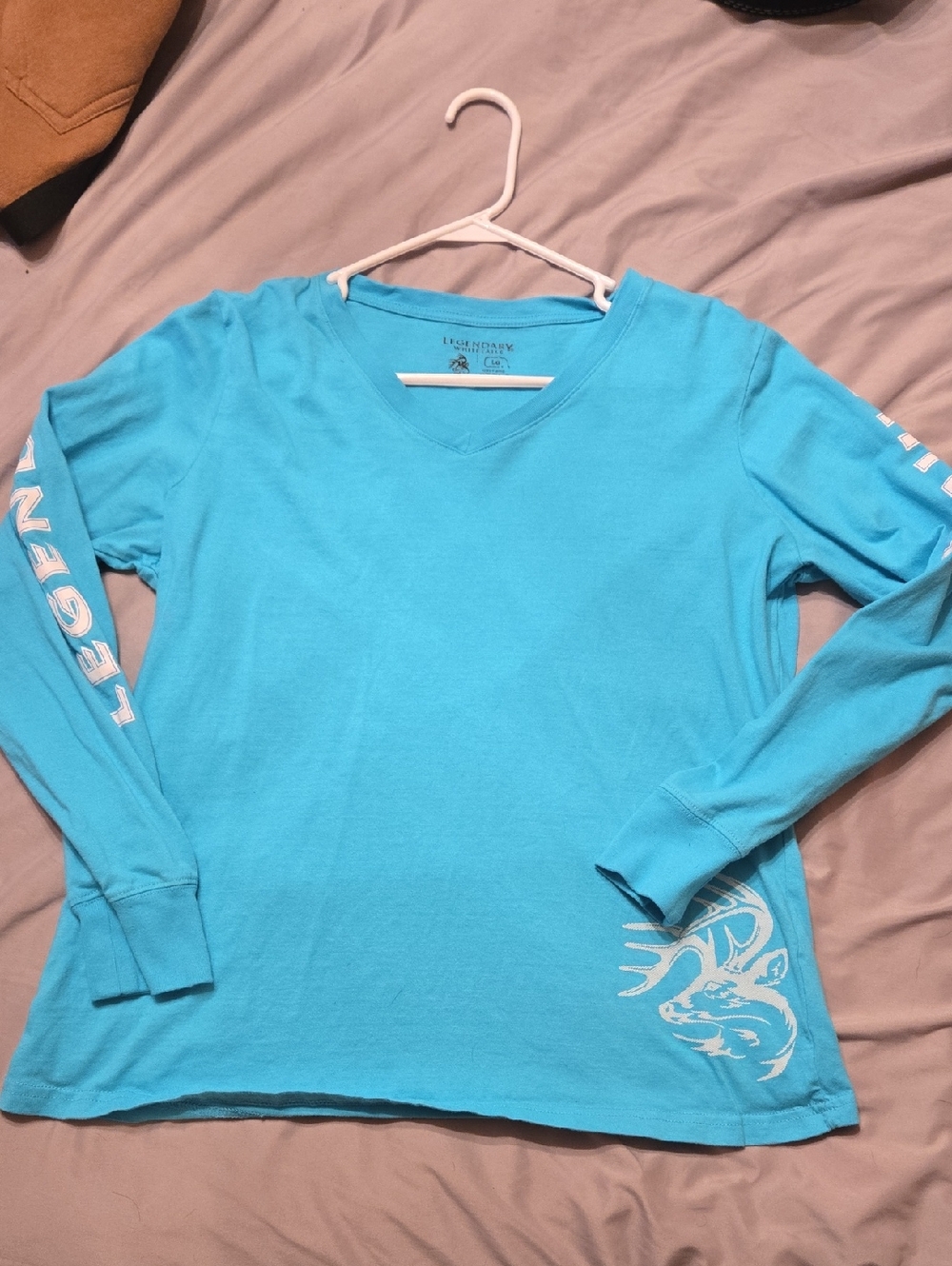 Legendary Whitetails Women's Long Sleeve V-Neck Tee in Turquoise Blue